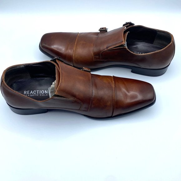 Kenneth Cole Reaction Men\'s Design 20724 Brown Leather Slip-on Dress Shoes Size